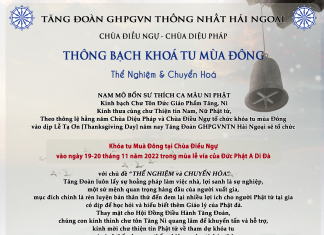 THÔNG BẠCH KHOÁ TU HỌC MÙA ĐÔNG 2022