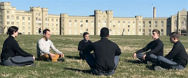 PHOTO ABC News Dan Harris and meditation teacher Jeff Warren are seen here teaching cadets PHOTO ABC News Dan Harris and meditation teacher Jeff Warren are seen here teaching cadets