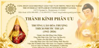 Tăng Đoàn GHPGVNTN Hải Ngoại: Thành Kính Phân Ưu Trưởng Lão Hòa Thượng Thích Phước Thuận Viên Tịch