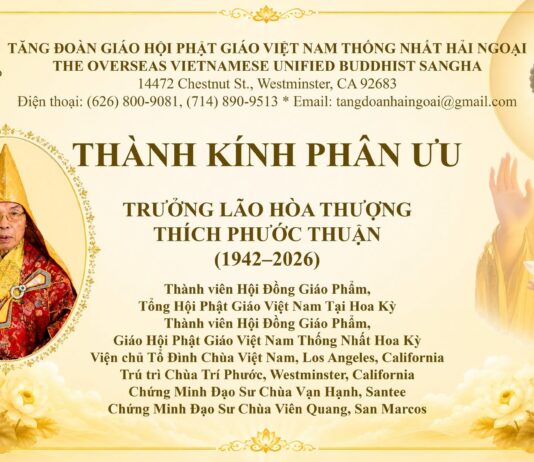 Tăng Đoàn GHPGVNTN Hải Ngoại: Thành Kính Phân Ưu Trưởng Lão Hòa Thượng Thích Phước Thuận Viên Tịch